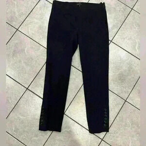 Talbots Pull On Black Pants With Buttoned Legs Size 8